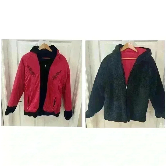 Obermeyer Anastasia Women's Reversible Ski Jacket Red and Black Fleece size 6 - Picture 1 of 11